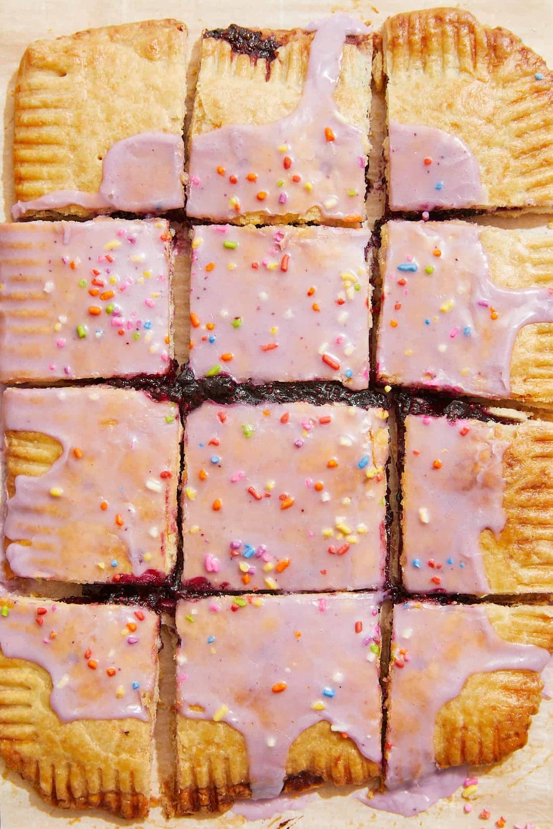 A giant homemade blueberry pop tart