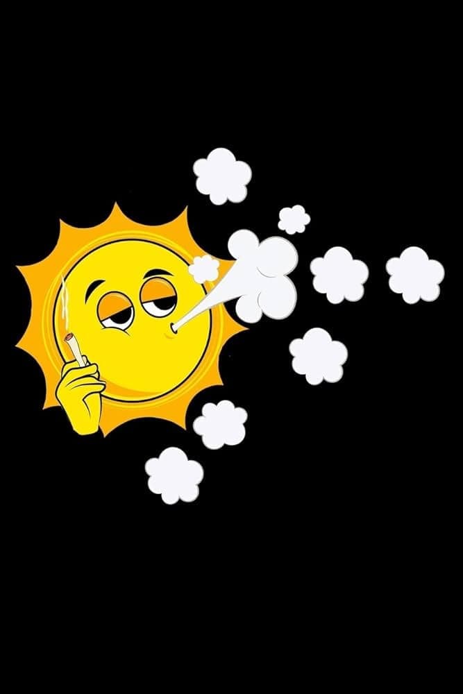 A cartoon sun smoking a cigarette